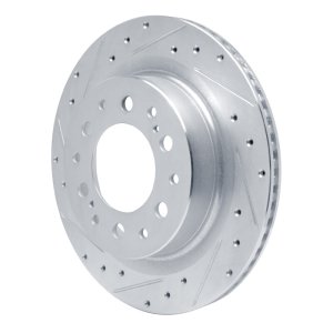 Lexus LX600 Brake Rotor (1) - Rear Left - R1 Concepts - Drilled & Slotted - Silver - `22-`25